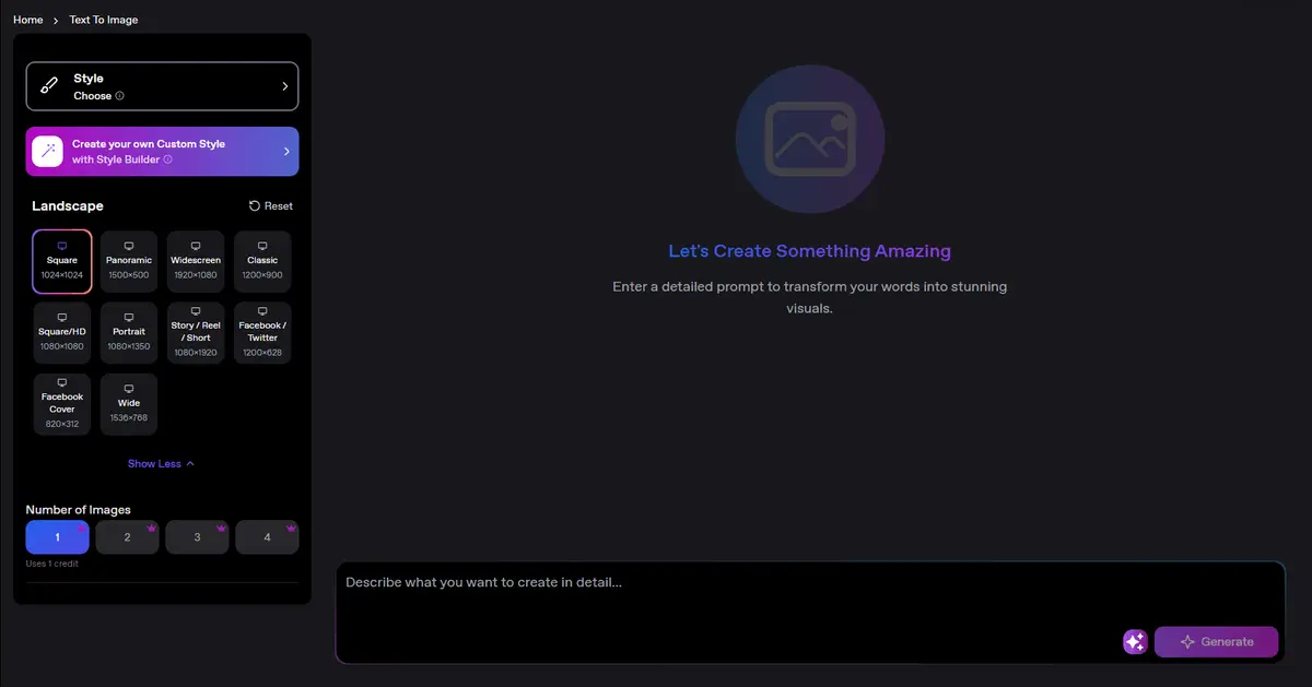 AI-powered text and image input interface for creative vision